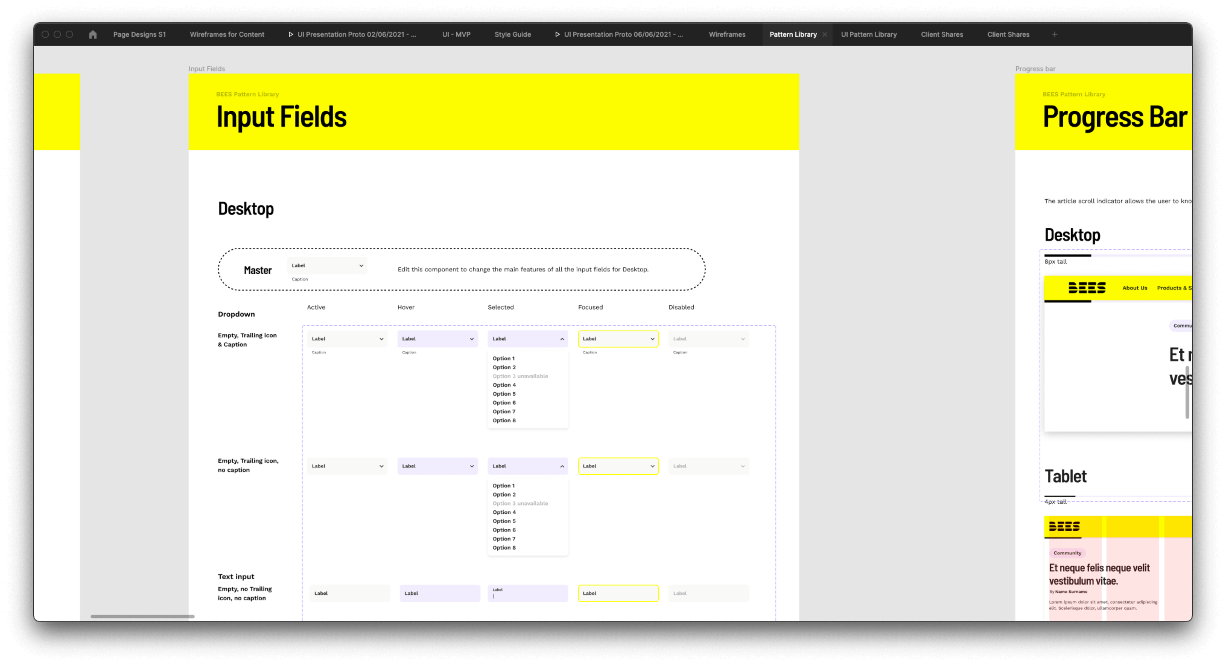 BEES UI component fields